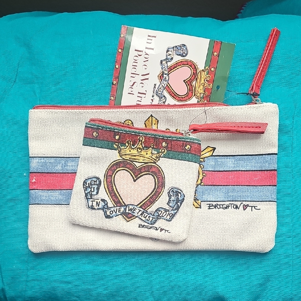 Brighton Crowned Heart Pouch Set in Red and Blue
